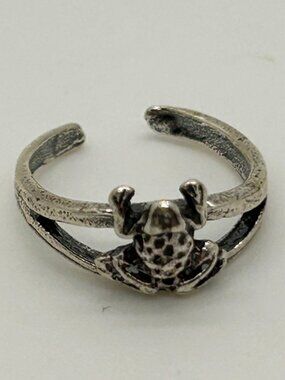 925 Sterling Silver Frog Toe Ring Adjustable Finger Knuckle Midi Band Size 2